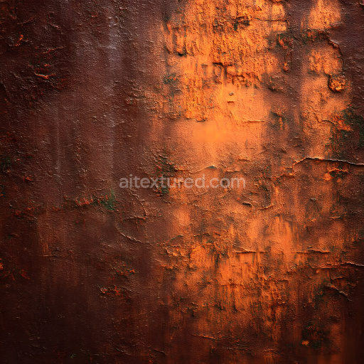 Seamless 3D Rusted Metal Cracked Surface PBR Texture with Orange Corrosion