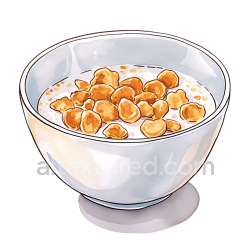 seamless Breakfast Rye Flakes Cereal Bowl PNG Graphic with Milk Illustration texture 8k free download PBR