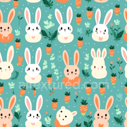 seamless Seamless 3D PBR Texture with Cute Bunny Faces and Carrots Pattern texture 8k free download PBR