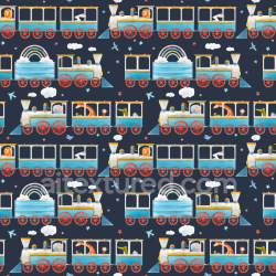 seamless Seamless 3D PBR Texture of Colorful Baby Boy Train Pattern Fabric texture 8k free download PBR