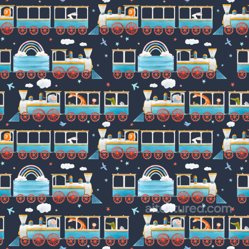 Colorful Baby Boy Train Pattern Fabric Seamless Texture seamless Baby Boy PBR texture