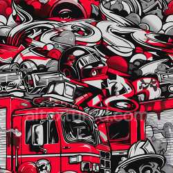 seamless Seamless 3D PBR graffiti texture in vibrant red, black and white comic design texture 8k free download PBR