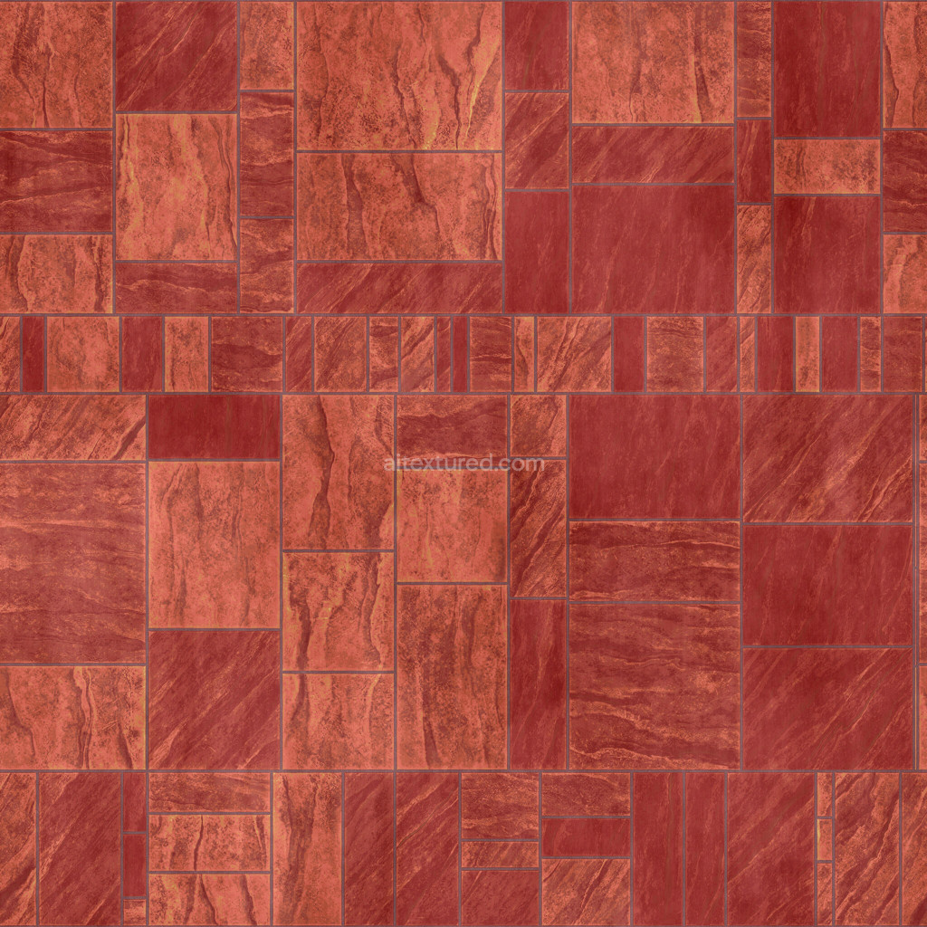 Seamless PBR tiles texture in vibrant red color