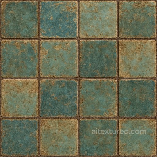 Weathered Glazed Ceramic Tile Seamless Texture seamless Ceramic-tile PBR texture