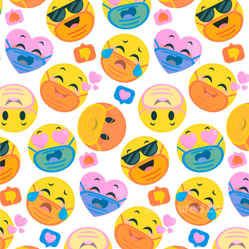 Featuring Colorful Happy Face and Heart Emojis seamless Happy Face pattern PBR texture