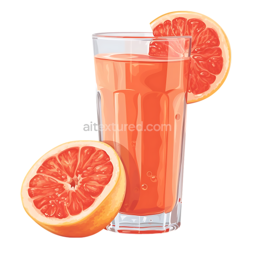 Bright Grapefruit Juice Glass with Citrus Slices Breakfast PNG Graphic