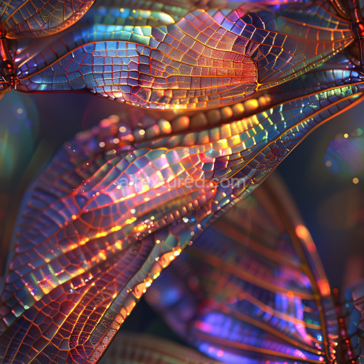 Seamless 3D PBR Glossy Texture with Colorful Iridescent Veined Pattern