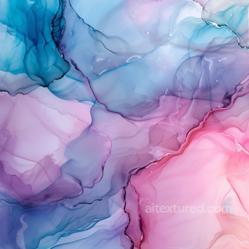 Alcohol Ink PBR Texture Featuring Pastel Violet and Blue Fluid Marbling seamless Alcohol ink PBR texture