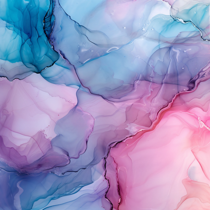 Alcohol Ink Featuring Pastel Violet and Blue Fluid Marbling seamless PBR texture preview