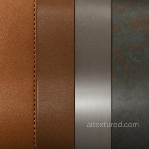 Natural Leather Surface With Stitched Leather Detail seamless Surfaces, smooth, rough PBR texture