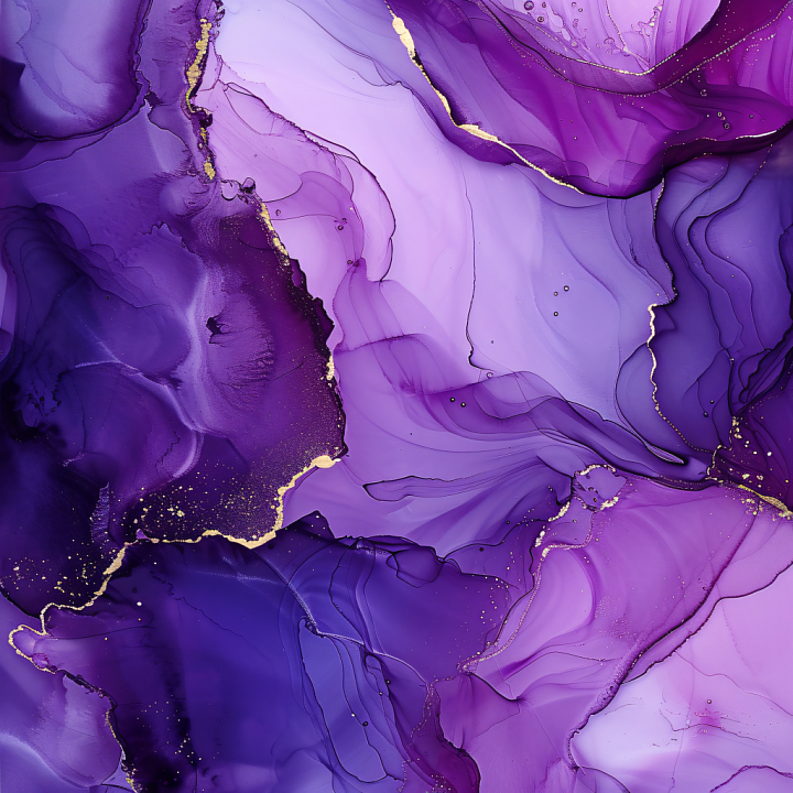 Alcohol Ink Featuring Violet Hues and Delicate Gold Veining seamless PBR texture preview