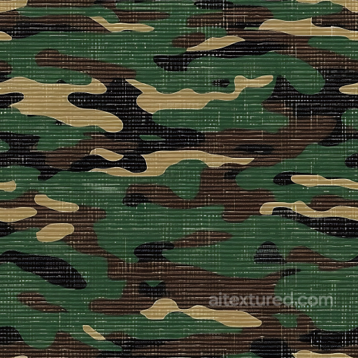 Woodland Camouflage PBR Texture Featuring Classic Fabric Weave and Organic Patches seamless Color Camouflage PBR texture