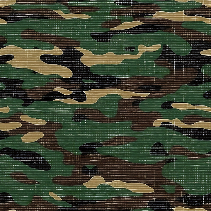 Woodland Camouflage Featuring Classic Fabric Weave and Organic Patches seamless PBR texture preview