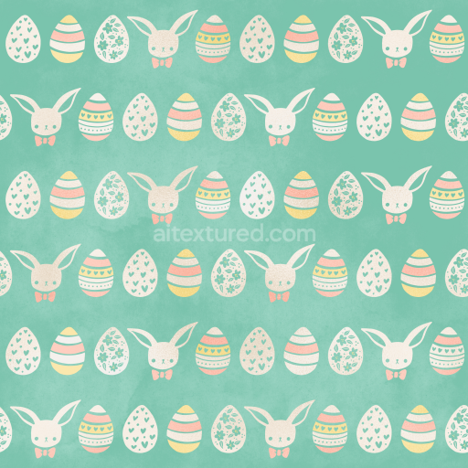 Preview — Seamless 3D PBR Texture Featuring Pastel Easter Bunny Heads and Decorative Eggs