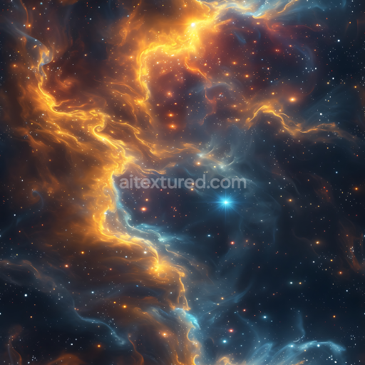 Seamless 3D Space PBR Texture of Glowing Nebula Clouds and Starfield