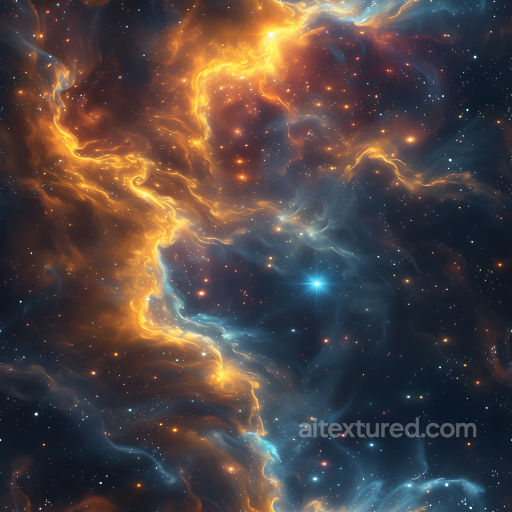 Space PBR Texture of Glowing Nebula Clouds and Starfield seamless Star, space, planets PBR texture