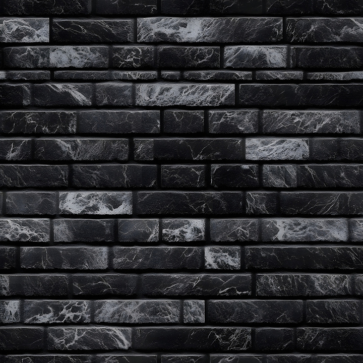 Cracked Black Brick Wall with Detailed Fractures seamless PBR texture preview