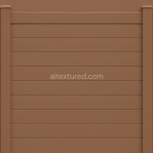 Seamless 8k 3d texture pbr vinyl fence with brown fence paint and smooth wood grain horizontal slats