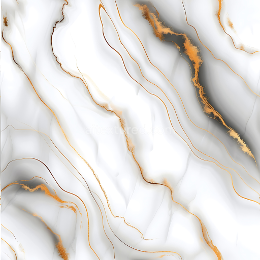 Seamless 3D PBR White Marble Texture with Elegant Gold Swirling Veins