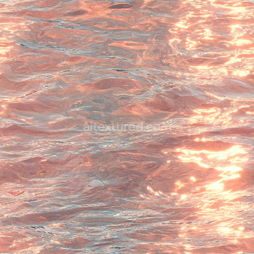 Seamless 3D PBR Texture of Calm Sunset Sea Water with Warm Reflections