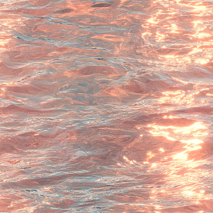 Calm Sunset Sea Water with Warm Reflections seamless PBR texture preview