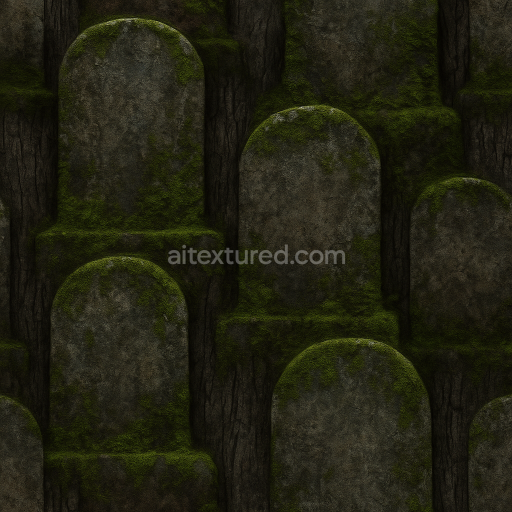 Seamless 3d texture pbr 8k weathered tombstone mossy stone for graveyard scenes