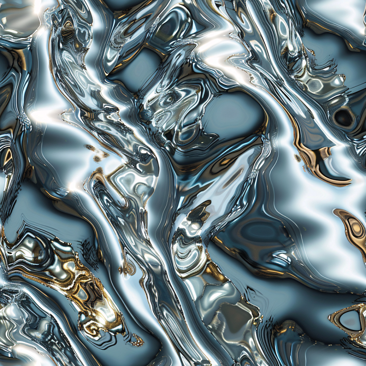 Futuristic Reflective Liquid Metal Water seamless PBR texture preview