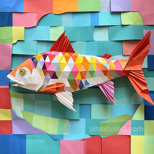 Animal - Seamless 3D PBR Texture of Colorful Origami Fish with Geometric Scales texture preview