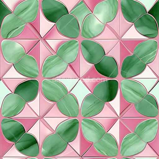 Seamless 3D Marble PBR Texture with Glossy Green & Pink Inlay Pattern