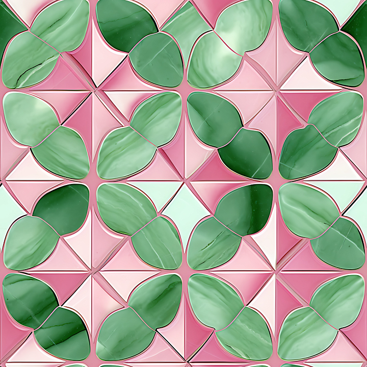 Marble with Glossy Green & Pink Inlay Pattern seamless PBR texture preview