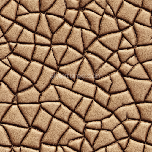 Seamless 3D cracked tan leather PBR texture with distinct polygonal segmentation