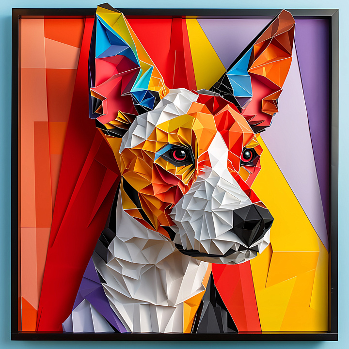 Animal of Brazilian Terrier Fur in Geometric Origami Style seamless PBR texture preview