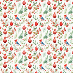 seamless Seamless 3D PBR Christmas Watercolor Texture with Red Ornaments and Greenery texture 8k free download PBR
