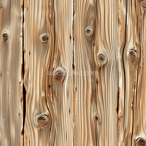 Seamless 3D PBR Texture of Weathered Pine Wood Planks with Knots and Cracks