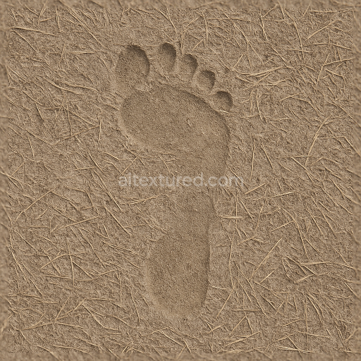 Seamless 3d texture pbr 8k pine needle prints on rough surface with footprint contrast