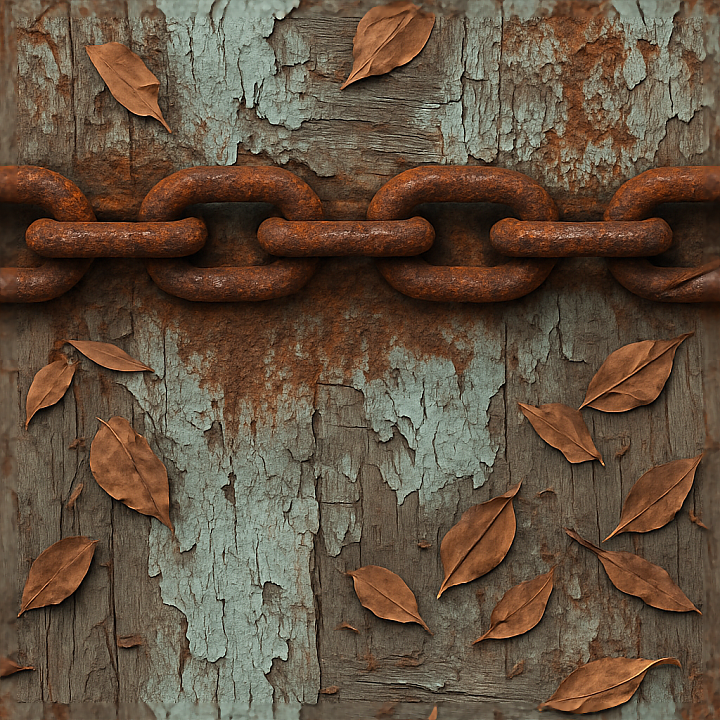 Rusted Chain Surface With Corroded Iron And Rust Stains For Spooky Use seamless PBR texture preview