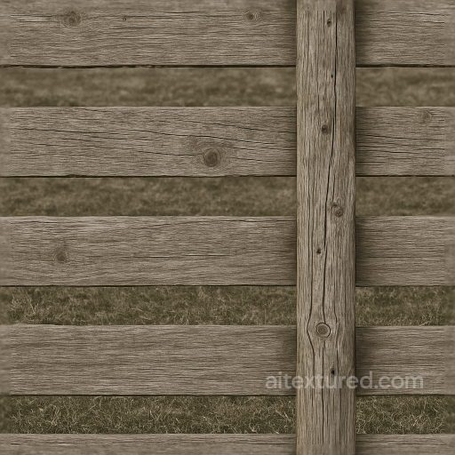 Farm Fence With Rough Wood And Fence Posts Showing Nail Holes seamless Fences PBR texture