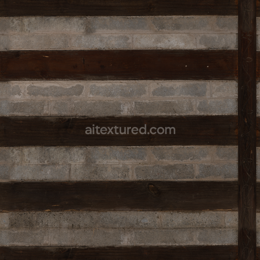Wood Inlaid Concrete — Inlaid Concrete Wall Concrete Wall Wood — PBR seamless 3D texture