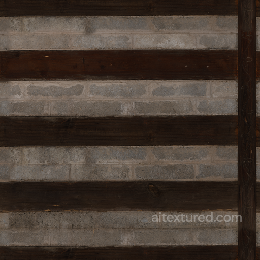 Wood Inlaid Concrete seamless Wood PBR texture