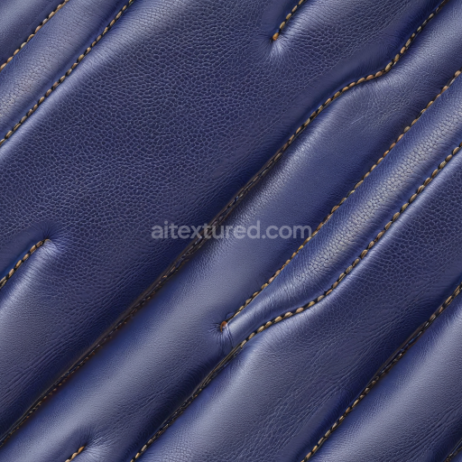 Seamless 3D Navy Blue Quilted Leather PBR Texture with Stitched Detailing