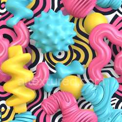 seamless Seamless 3D Inflated PBR Texture with Abstract Colorful Organic Shapes texture 8k free download PBR