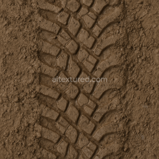 Seamless 3d texture pbr 8k tire print tread mark for offroad vehicle track