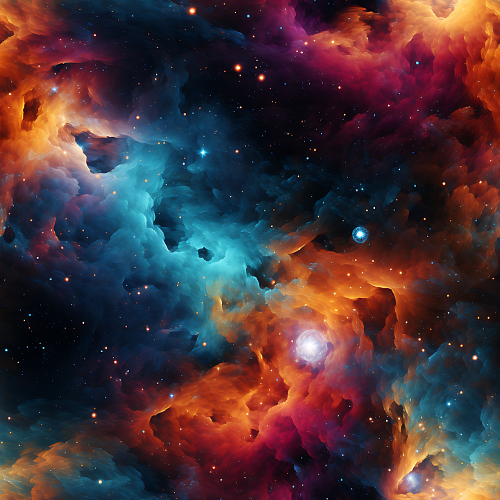 Space Featuring Vivid Nebula Clouds and Star Clusters seamless PBR texture preview