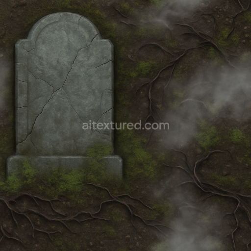 Seamless 3d texture pbr 8k graveyard stone with tombstone cracks and mossy stone patches