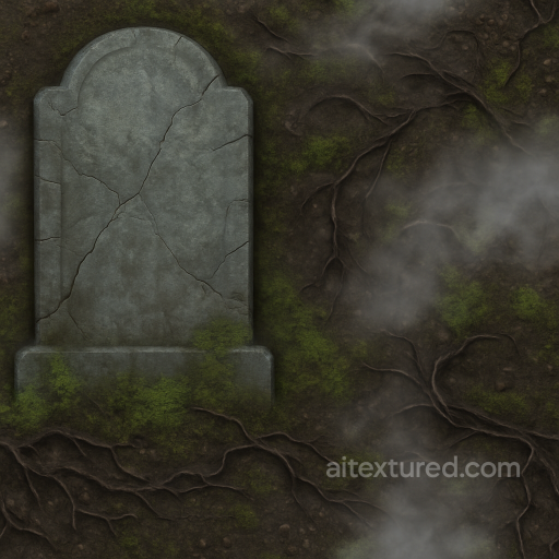 Halloween - Graveyard Stone With Tombstone Cracks And Mossy Stone Patches texture preview
