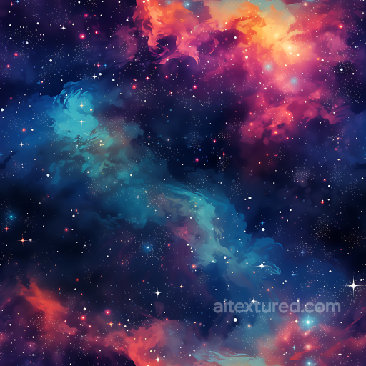 Space PBR Texture Featuring Vibrant Nebula and Starfield Galaxy Clouds seamless Star, space, planets PBR texture