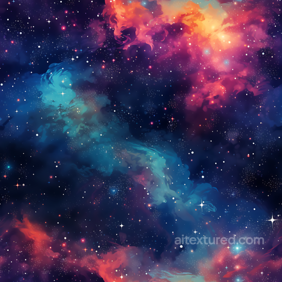 Space PBR Texture Featuring Vibrant Nebula and Starfield Galaxy Clouds Star, space, planets texture preview