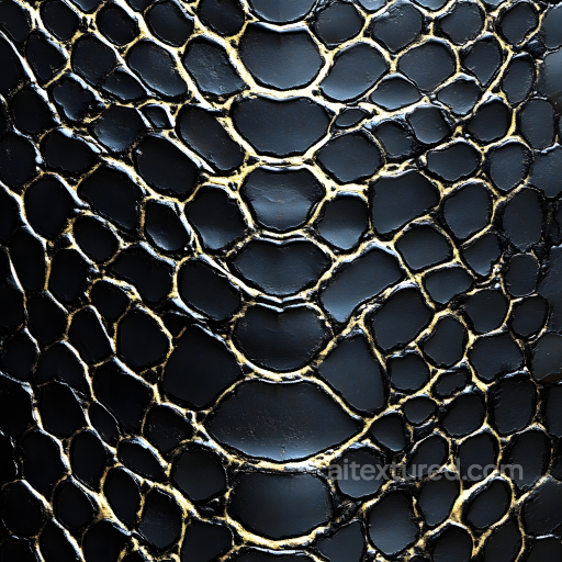 reptilian skin PBR texture with smooth black scales and golden creases seamless Skin PBR texture