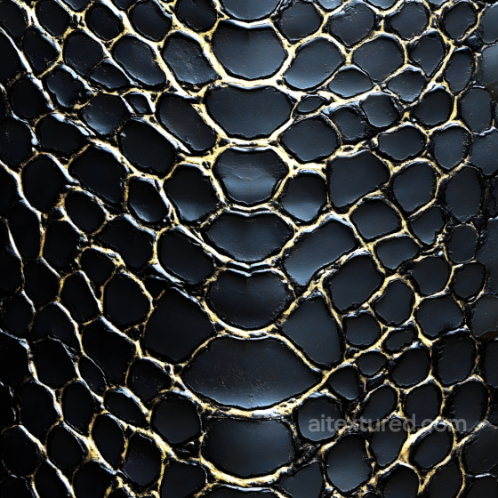reptilian skin PBR texture with smooth black scales and golden creases Skin texture preview
