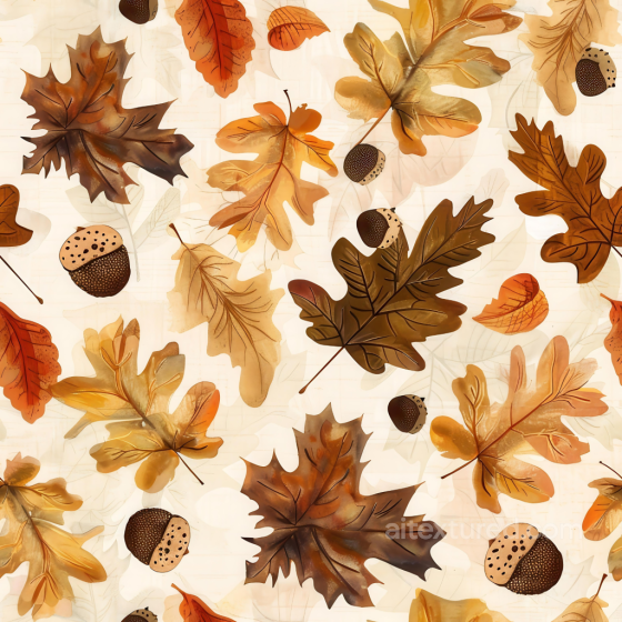 Thanksgiving Texture of Autumn Leaves and Acorns on Fabric Thanksgiving texture preview